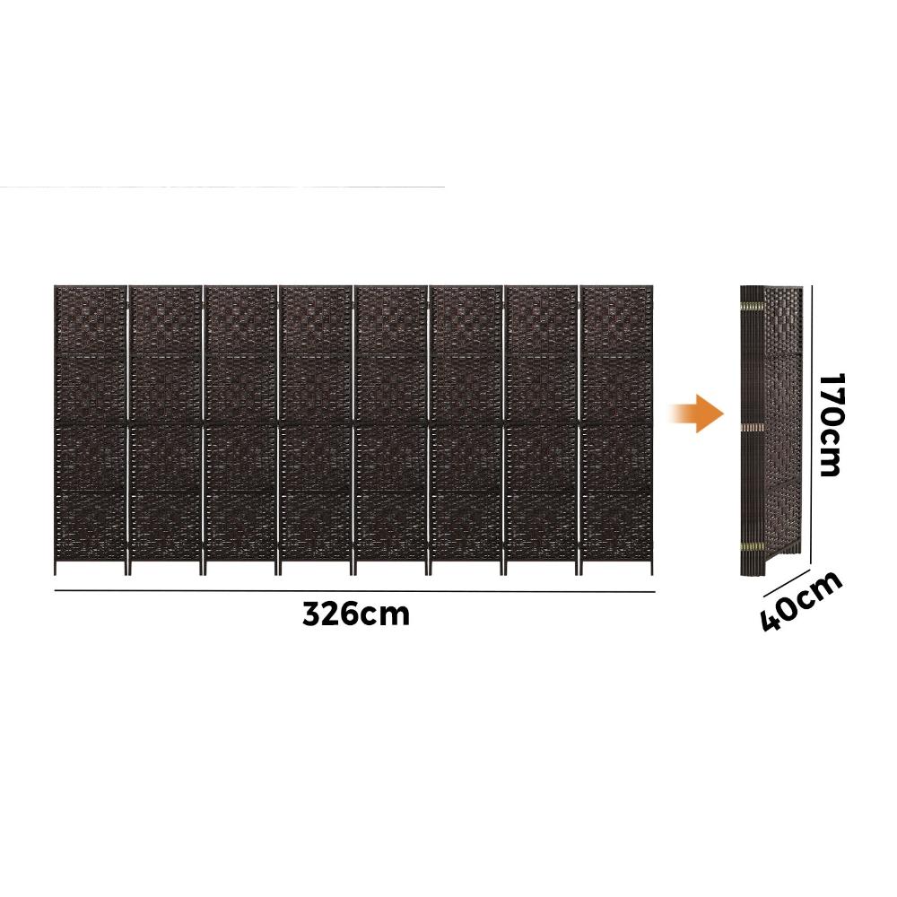 8 Panel Room Divider Privacy Screen Brown