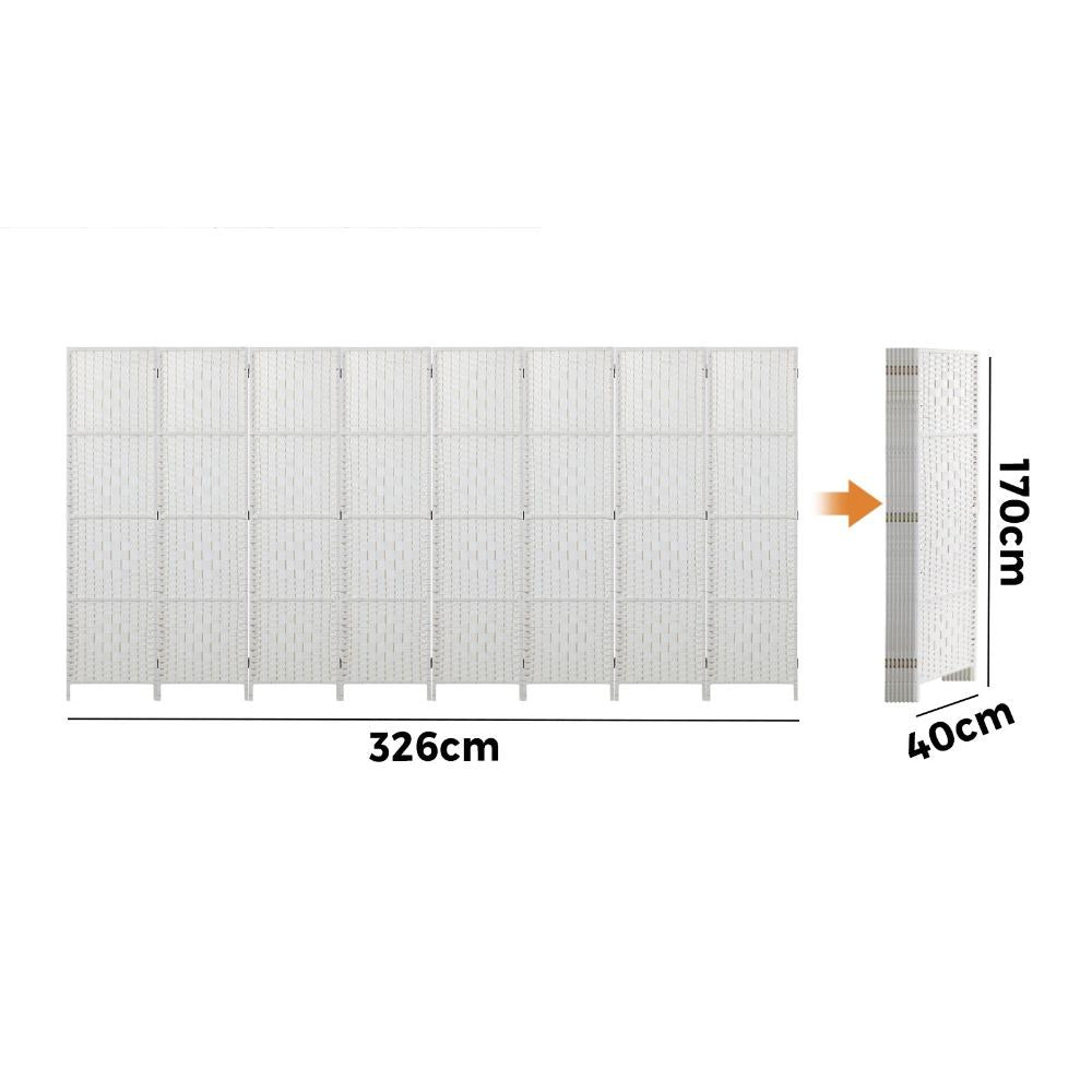 8 Panel Room Divider Privacy Screen White