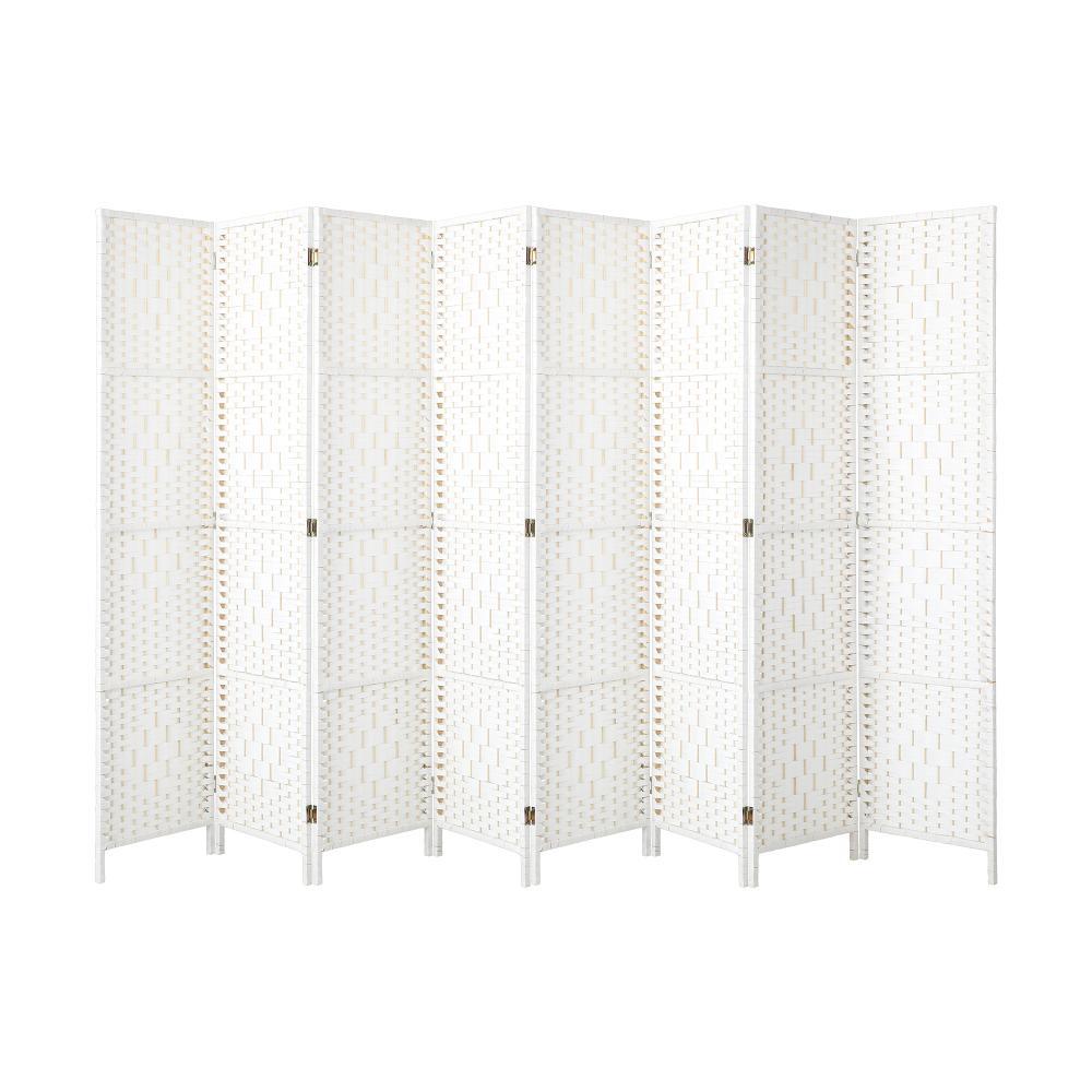 8 Panel Room Divider Privacy Screen White