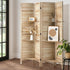4 Panel Room Divider With Shelves Timber Wooden Natural