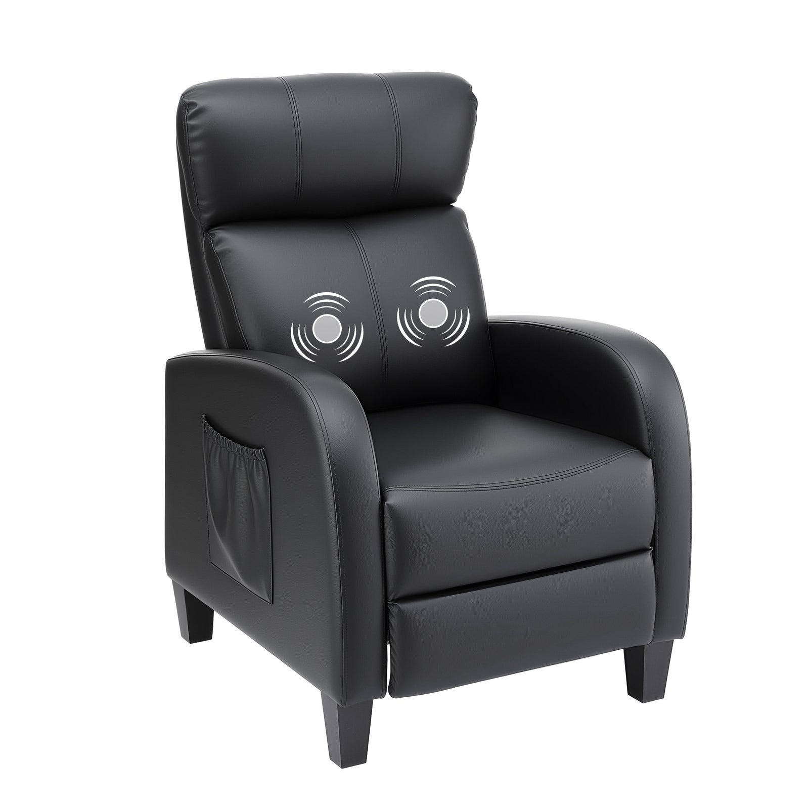Massage Recliner Chair Small Recliner Sofa for Adults PU Leather Black