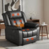 Manual Massage Recliner Chair for Living Room, Leather Sofa Lounge Reclining Chair with 2 USB Port, 160° Recline Reading Chair with 20CM Wide Armrests, 8 Point Vibration & Lumbar Heat, Black