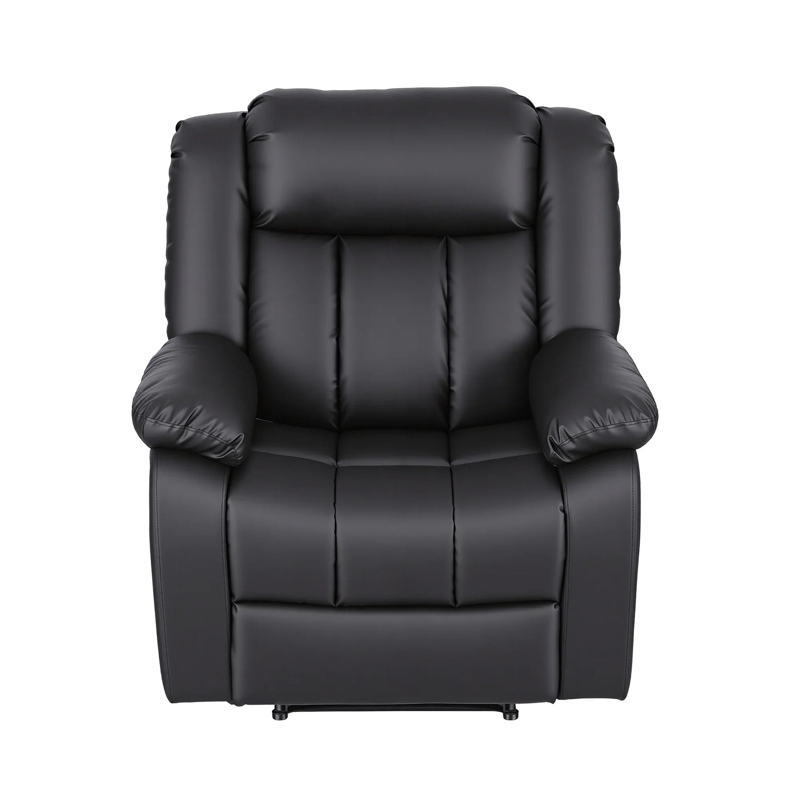 Manual Massage Recliner Chair for Living Room, Leather Sofa Lounge Reclining Chair with 2 USB Port, 160° Recline Reading Chair with 20CM Wide Armrests, 8 Point Vibration & Lumbar Heat, Black