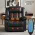 Manual Massage Recliner Chair for Living Room, Leather Sofa Lounge Reclining Chair with 2 USB Port, 160° Recline Reading Chair with 20CM Wide Armrests, 8 Point Vibration & Lumbar Heat, Black