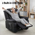 Manual Massage Recliner Chair for Living Room, Leather Sofa Lounge Reclining Chair with 2 USB Port, 160° Recline Reading Chair with 20CM Wide Armrests, 8 Point Vibration & Lumbar Heat, Black