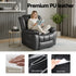 Manual Massage Recliner Chair for Living Room, Leather Sofa Lounge Reclining Chair with 2 USB Port, 160° Recline Reading Chair with 20CM Wide Armrests, 8 Point Vibration & Lumbar Heat, Black