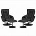 2X Recliner Chair Ottoman Heated Massage Black