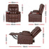Lift Massage Recliner – 8‑Point, Heated, PU Leather, Remote, Brown