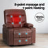 Lift Massage Recliner – 8‑Point, Heated, PU Leather, Remote, Brown