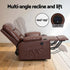 Lift Massage Recliner – 8‑Point, Heated, PU Leather, Remote, Brown
