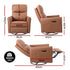 Swivel Recliner Chair Leather Rocking Reclining Sofa with Charging Ports LED Brown