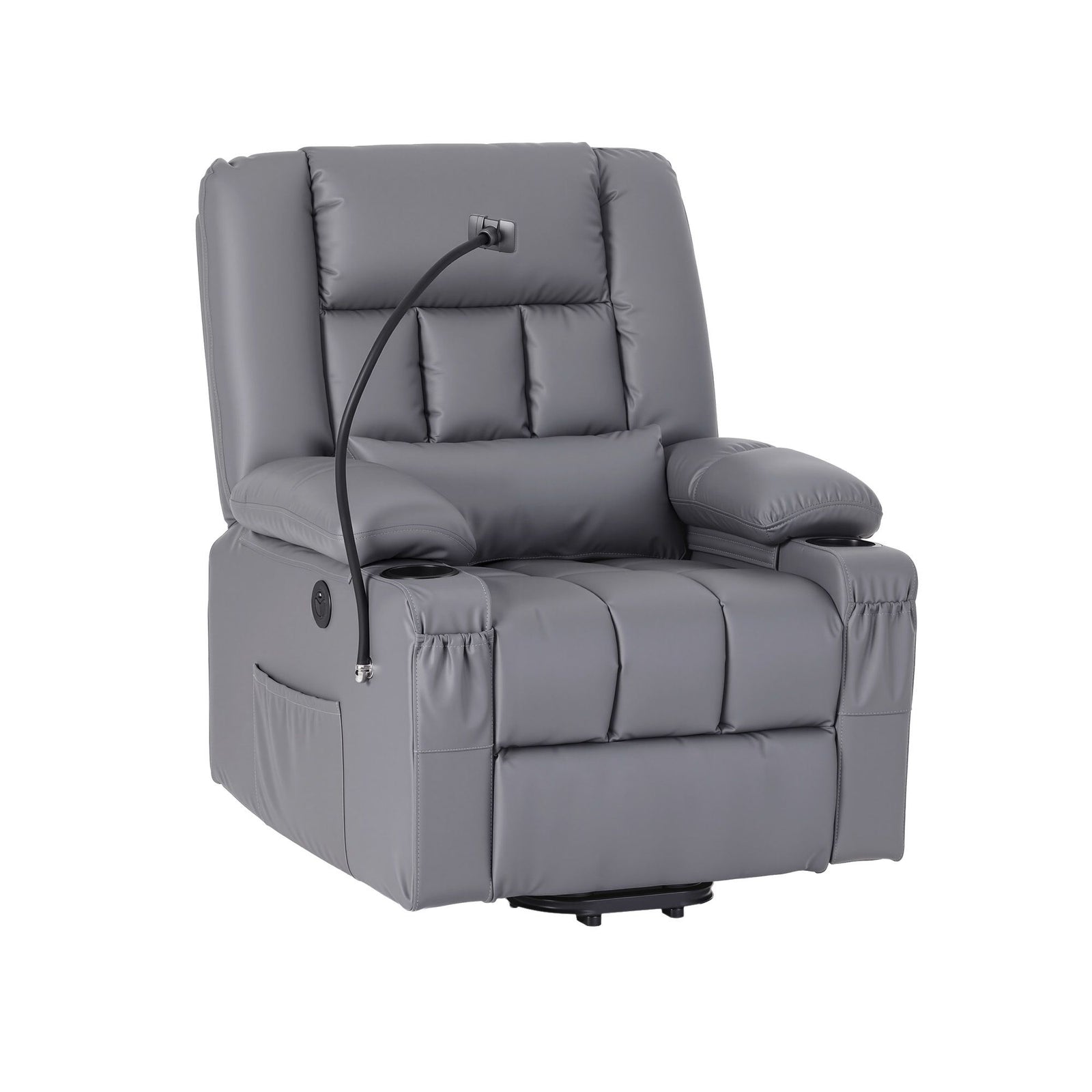Artiss Lift Recliner Chair Grey – Massage & Heat, Electric, USB, Cup Holders
