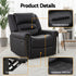 Leather Manual Recliner Chair with USB Charge Port, Overstuffed Armchair Sofa for Living Room and Nursery, Asjustable Theater Reclining Lounge with Comfortable Wide Seat, 150kg Capacity, Black