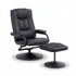 Artiss Recliner Chair with Ottoman Black – 360° Swivel, PU Leather, 130° Recline