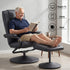 Artiss Recliner Chair with Ottoman Black – 360° Swivel, PU Leather, 130° Recline