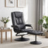 Artiss Recliner Chair with Ottoman Black – 360° Swivel, PU Leather, 130° Recline