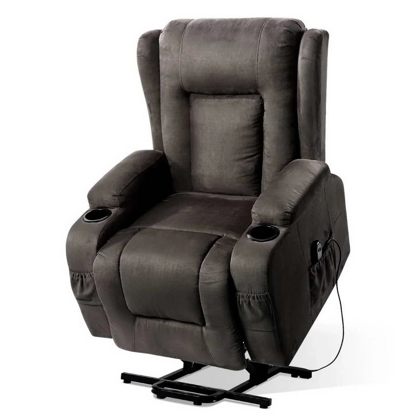 Artiss Electric Lift Recliner Chair Heated Massage Suede Fabric Grey