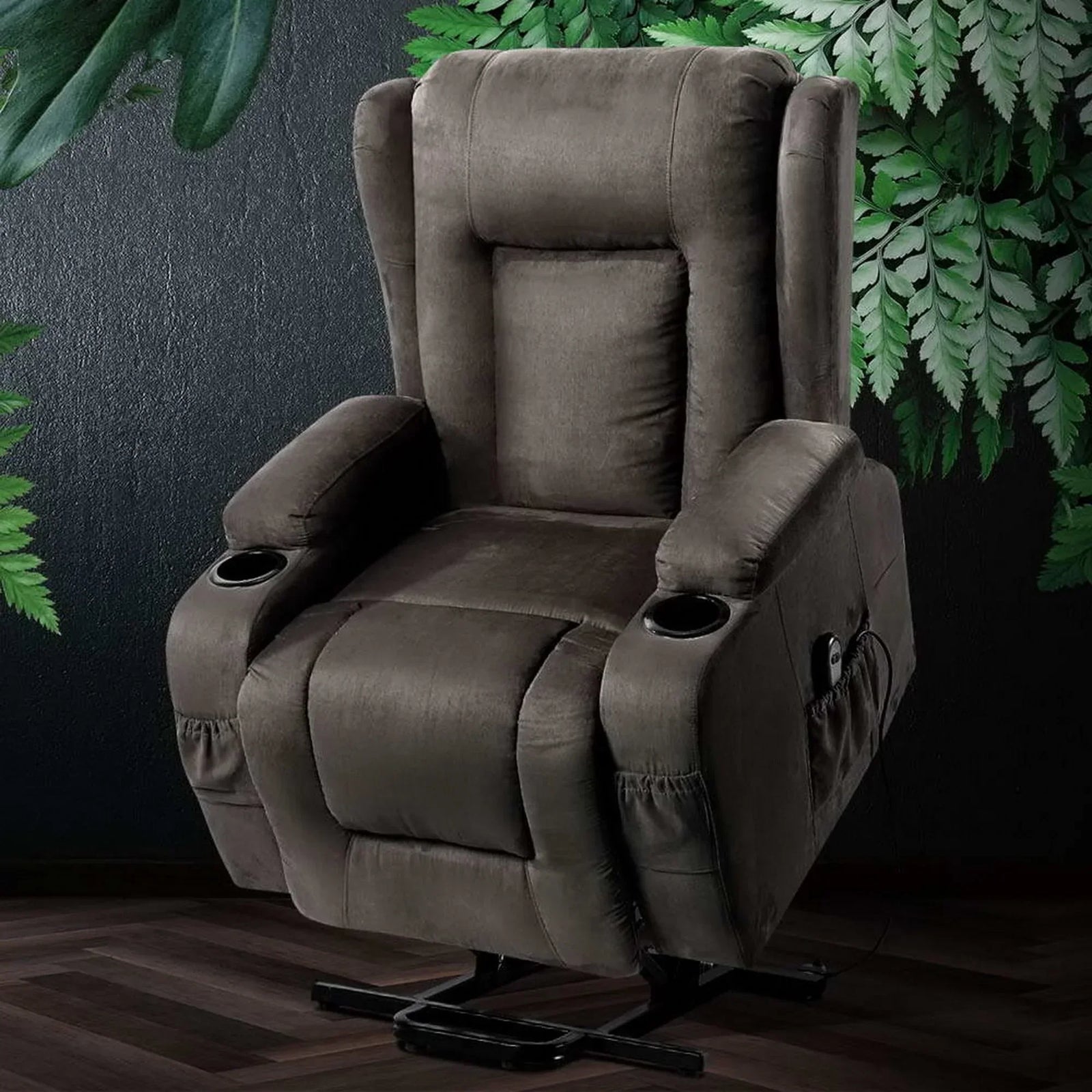 Artiss Electric Lift Recliner Chair Heated Massage Suede Fabric Grey