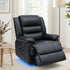 Manual Recliner Chair Leather Reclining Sofa with 16color Led Black