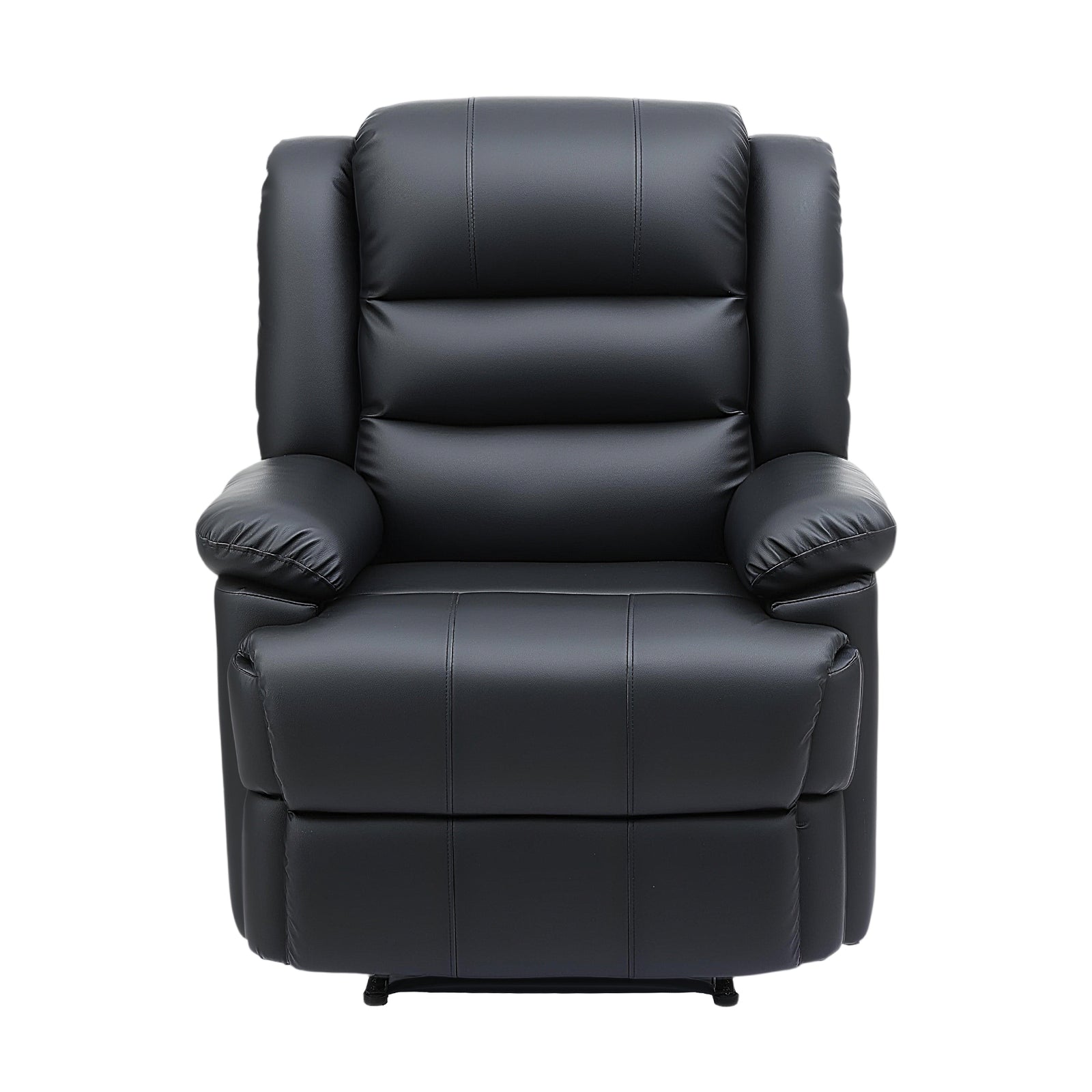 Manual Recliner Chair Leather Reclining Sofa with 16color Led Black