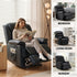 Manual Recliner Chair Leather Reclining Sofa with 16color Led Black