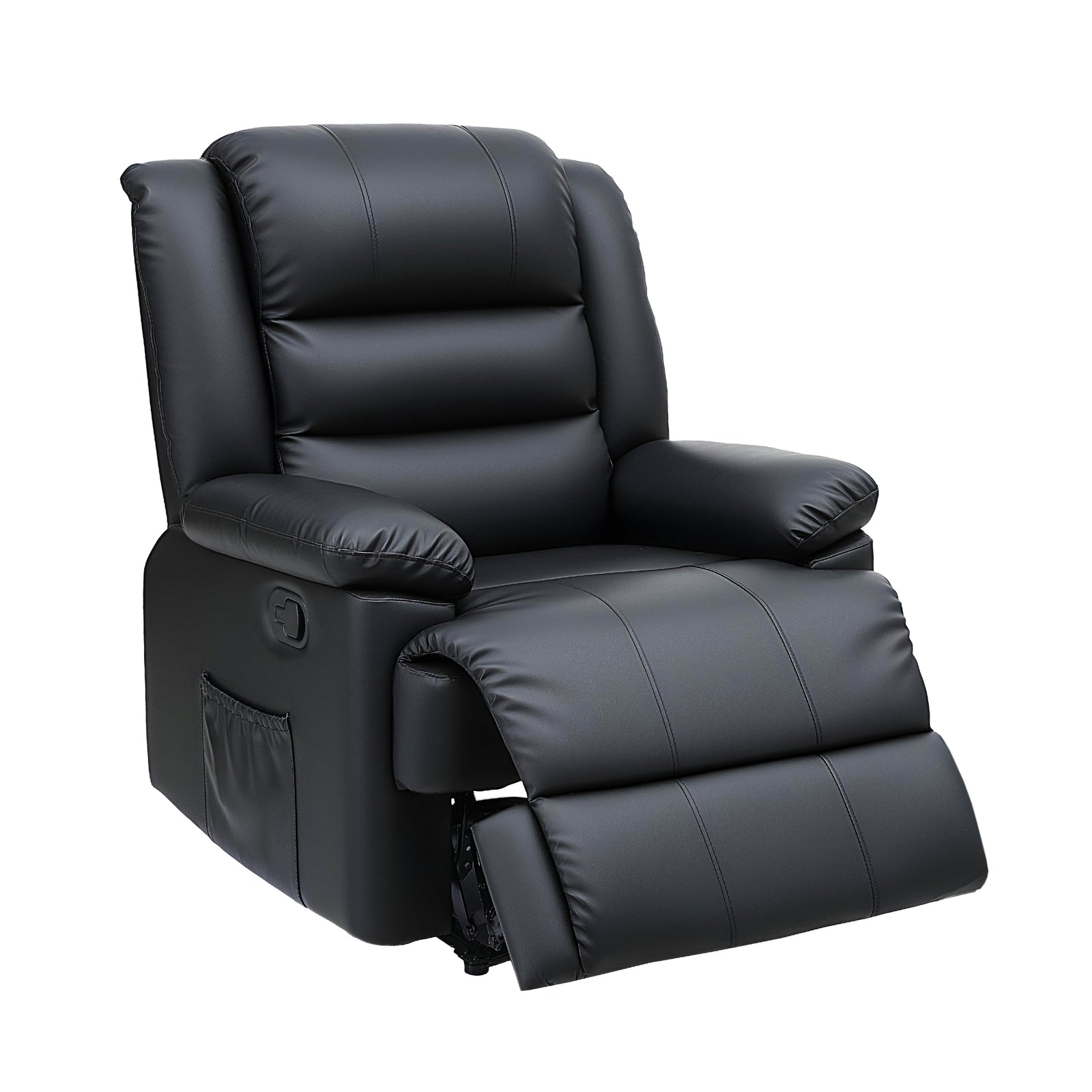 Manual Recliner Chair Leather Reclining Sofa with 16color Led Black