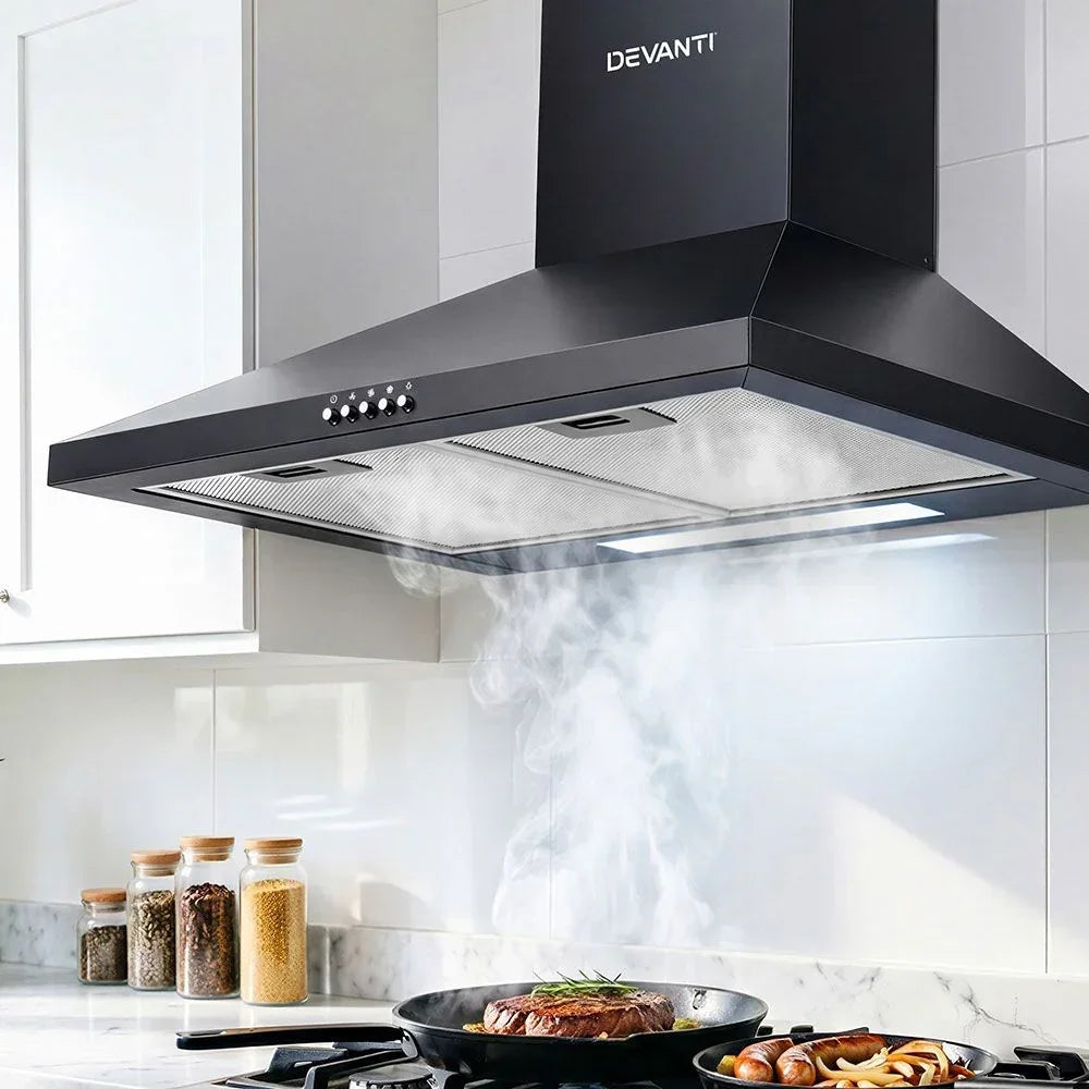 600mm Range Hood – Wall Mounted, Strong Suction, 3‑Speed, LED, Black