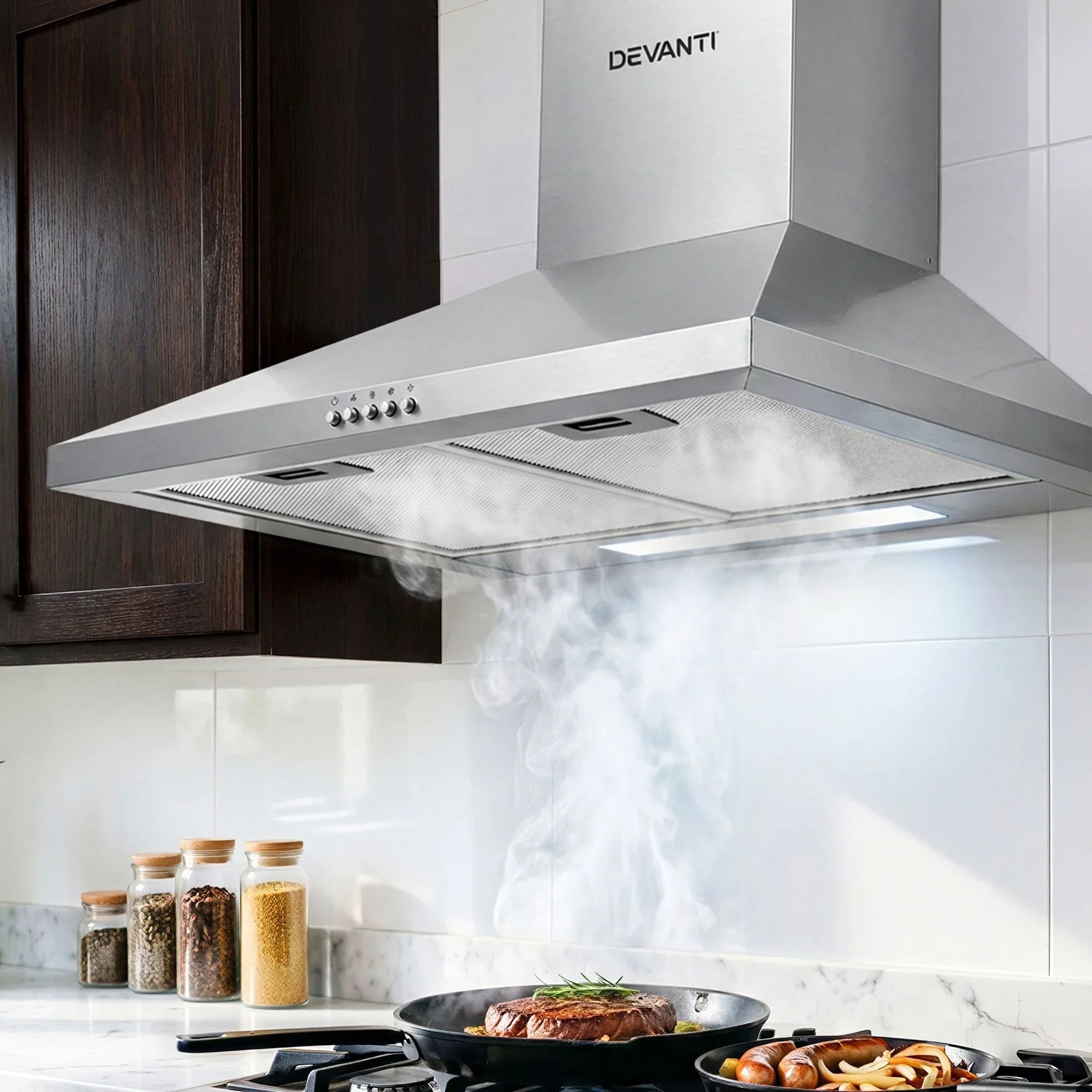 600mm Range Hood – Stainless Steel, Strong Suction, 3‑Speed, LED Light