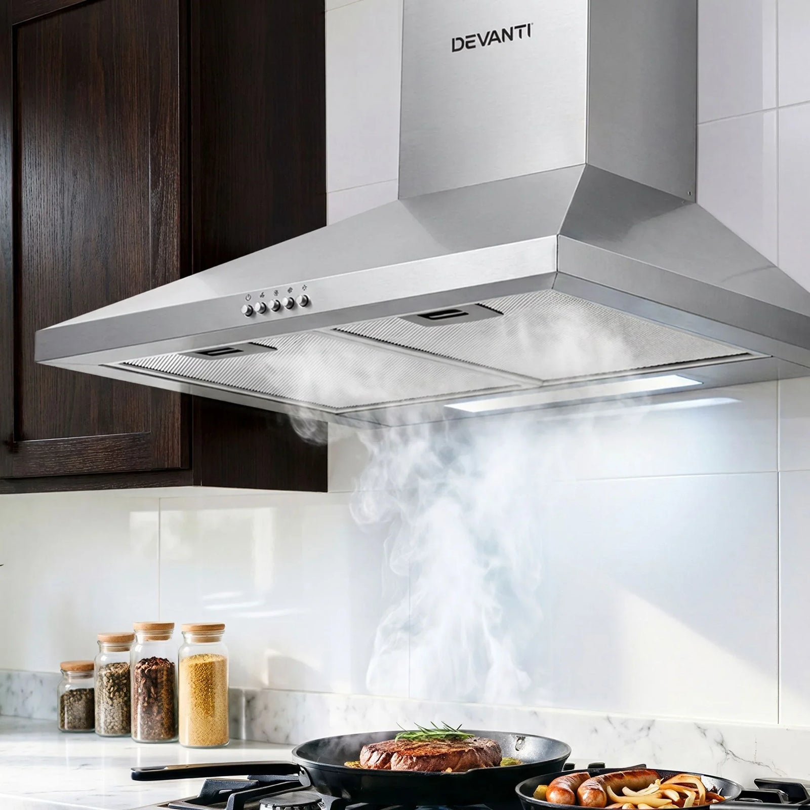 600mm Range Hood – Stainless Steel, Strong Suction, 3‑Speed, LED Light