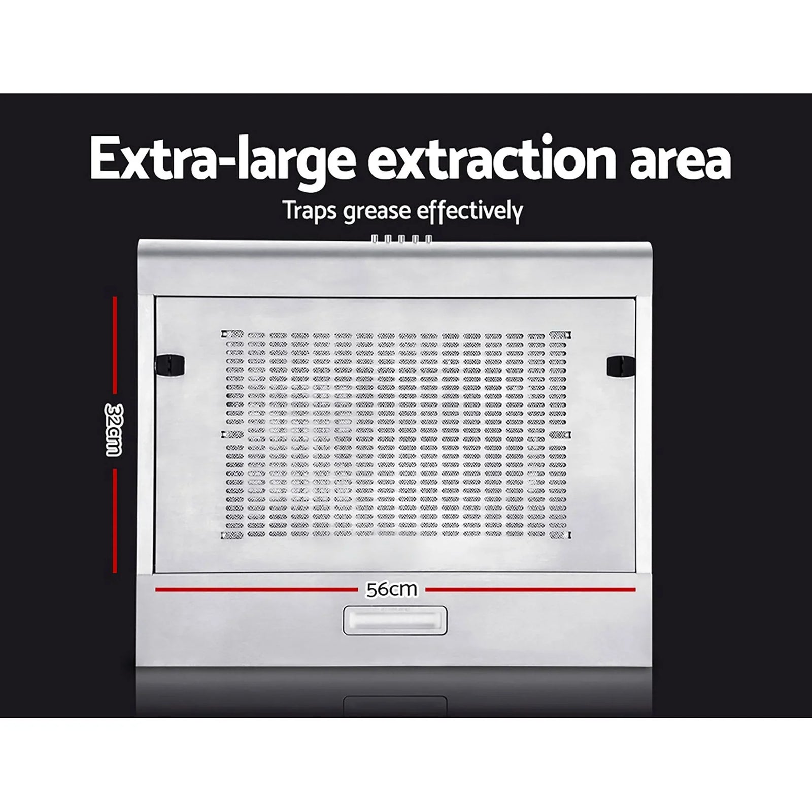 Range Hood 600mm Stainless Steel 3 Speed LED Light Ducted 720m³/h