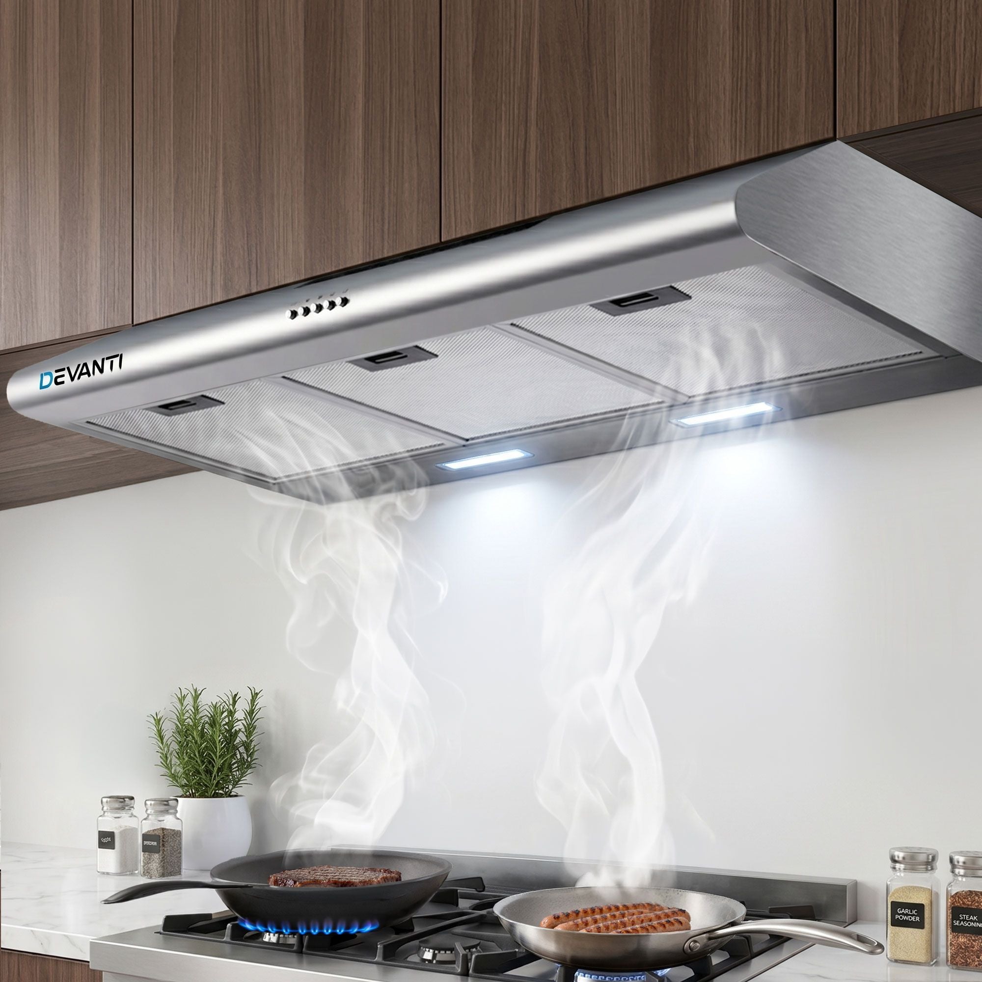 900mm Range Hood – Stainless Steel, 720m³/h, 3‑Speed, LED Lights