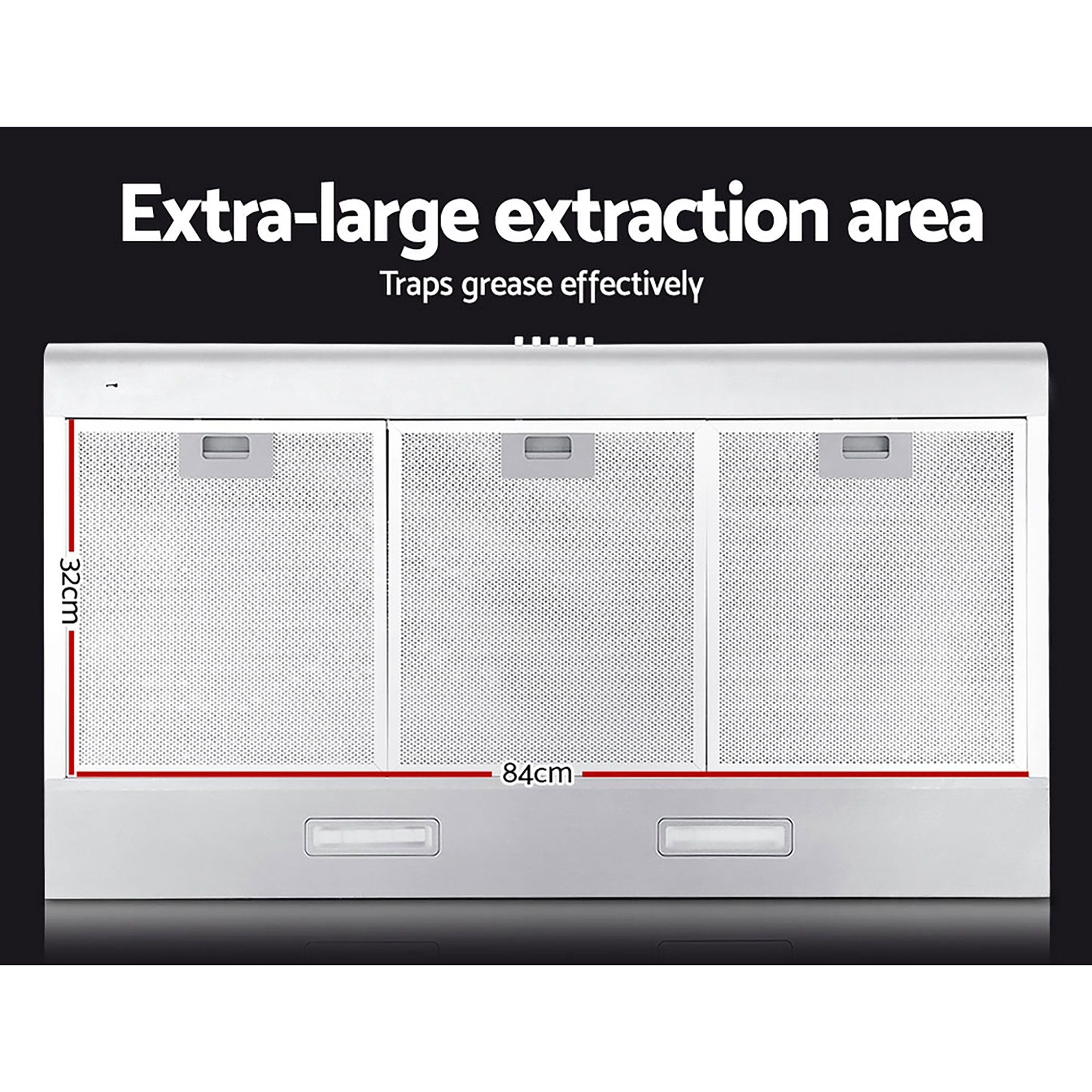 900mm Range Hood – Stainless Steel, 720m³/h, 3‑Speed, LED Lights
