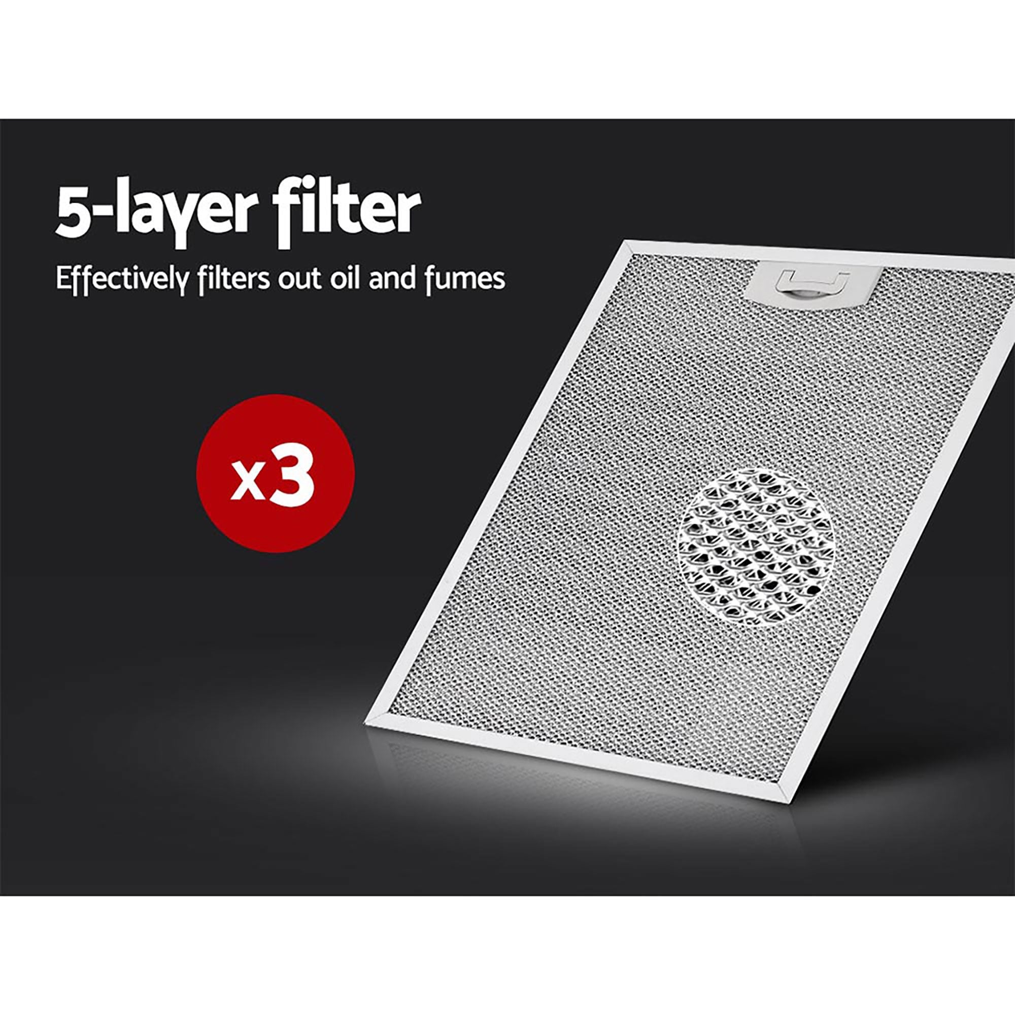 900mm Range Hood – Stainless Steel, 720m³/h, 3‑Speed, LED Lights