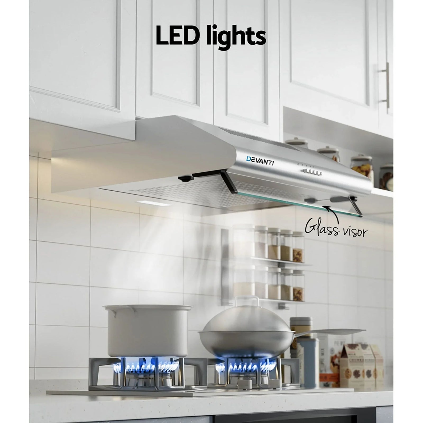 600mm Range Hood 60cm Rangehood Kitchen Canopy LED Light Stainless Steel