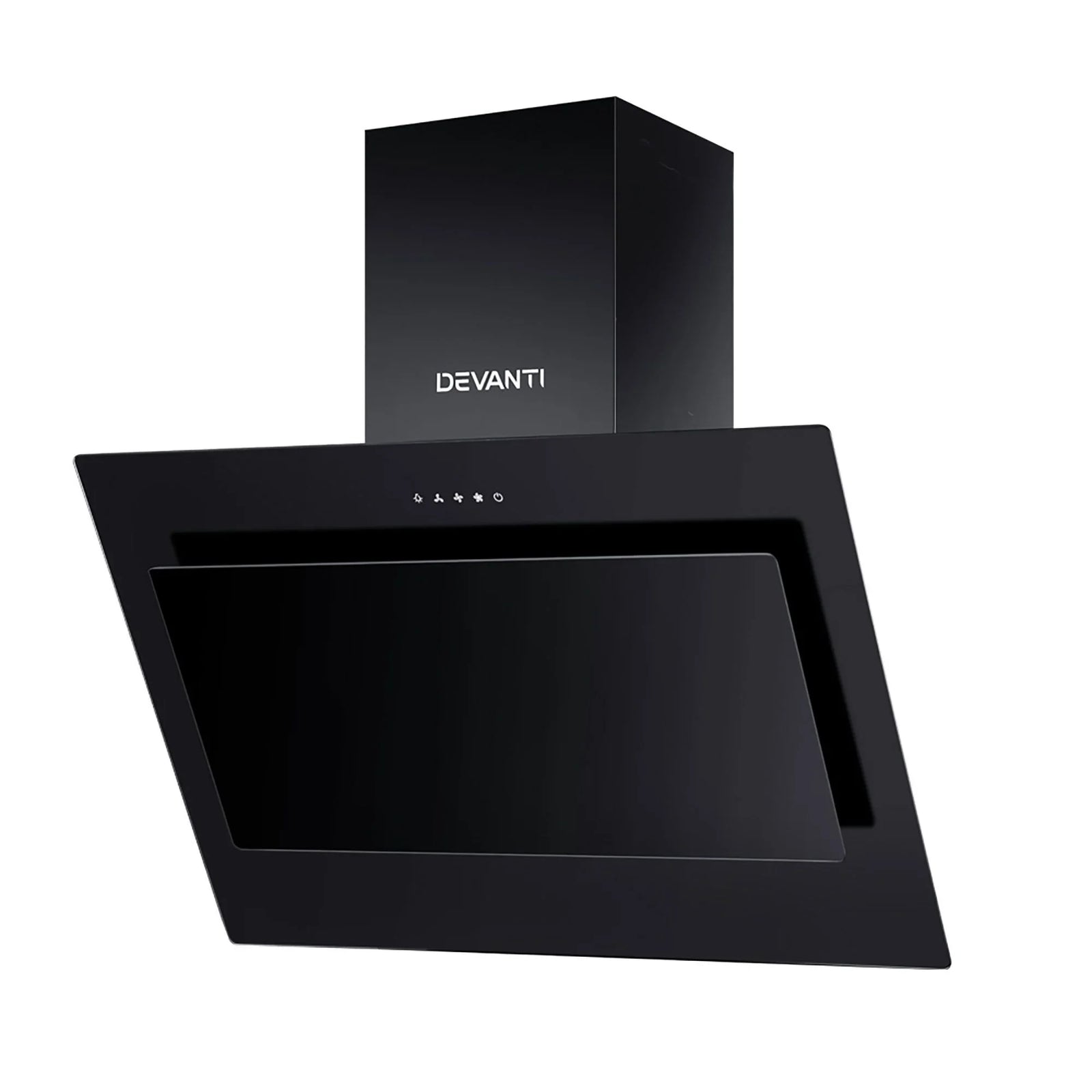 Angled Range Hood – 900mm Side‑Draft, Black Glass, 1150m³/h, Touch Control