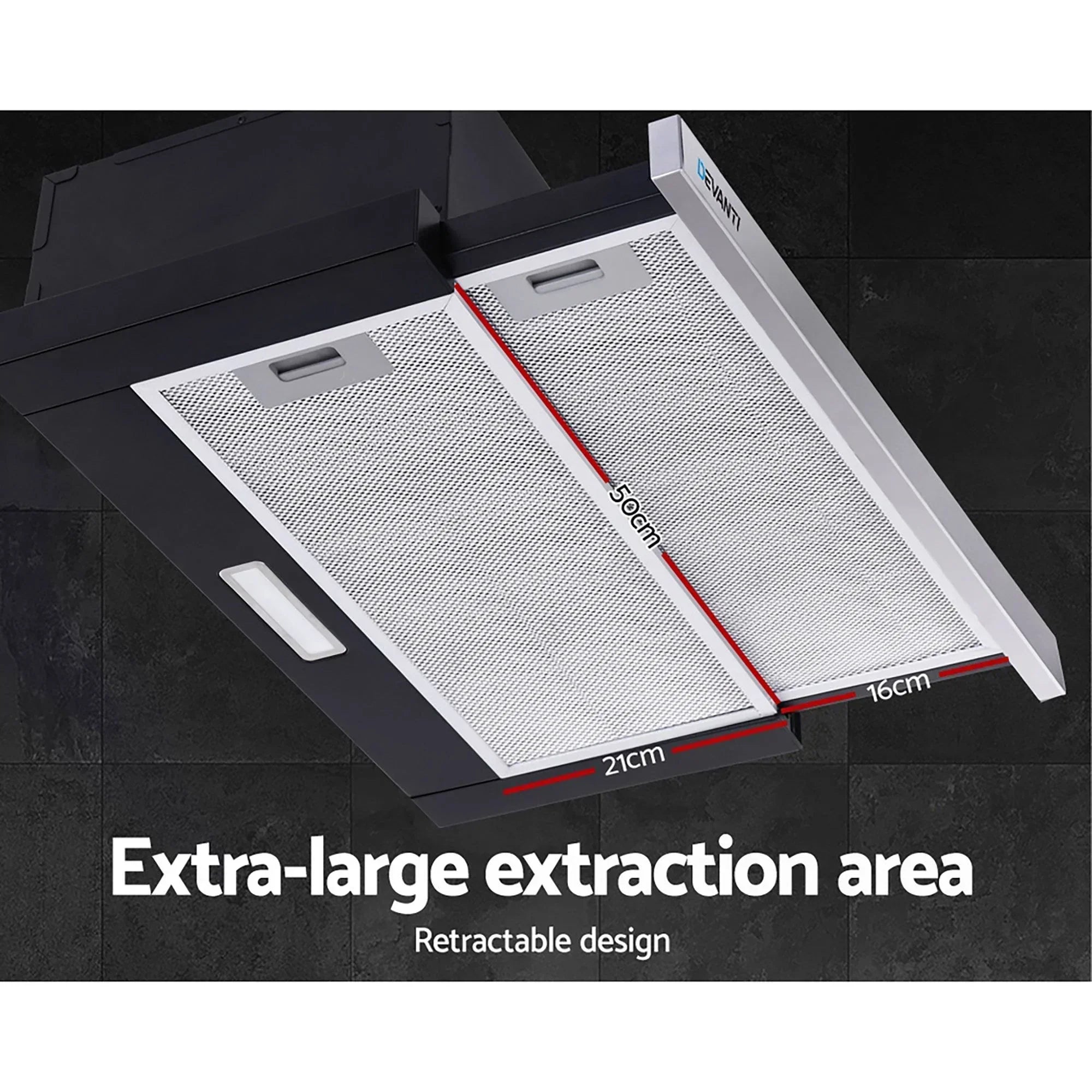 600mm Sliding Range Hood – Auto On/Off, 450m³/h, 2‑Speed, Stainless Steel
