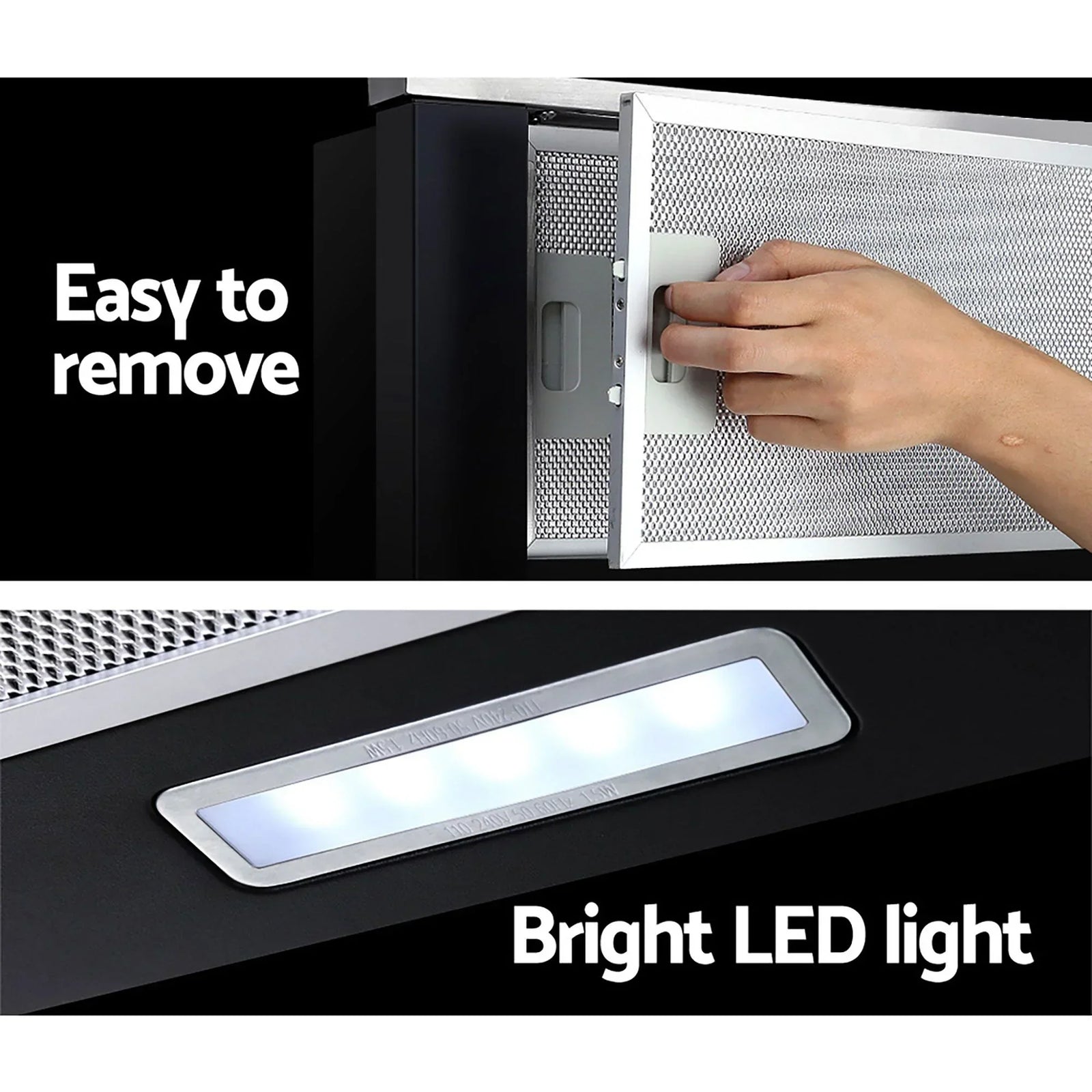 600mm Sliding Range Hood – Auto On/Off, 450m³/h, 2‑Speed, Stainless Steel