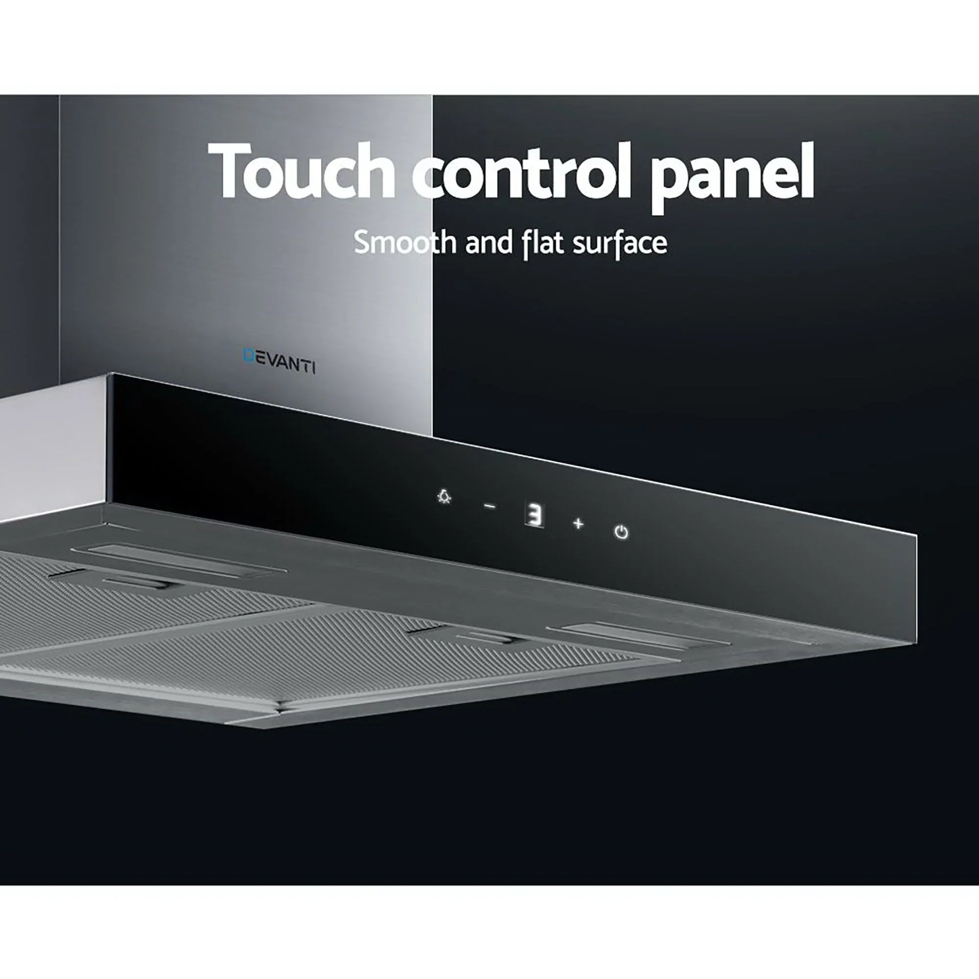 60cm Range Hood Black Glass Wall Mounted Kitchen Exhaust 3 Speed