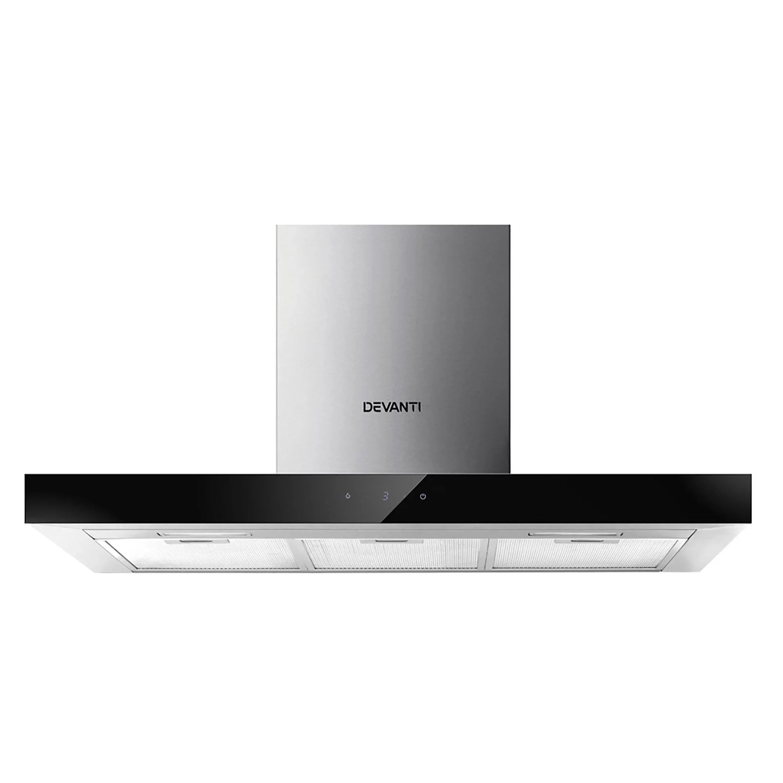 90cm Range Hood Black Glass Wall Mounted Kitchen Exhaust Fan