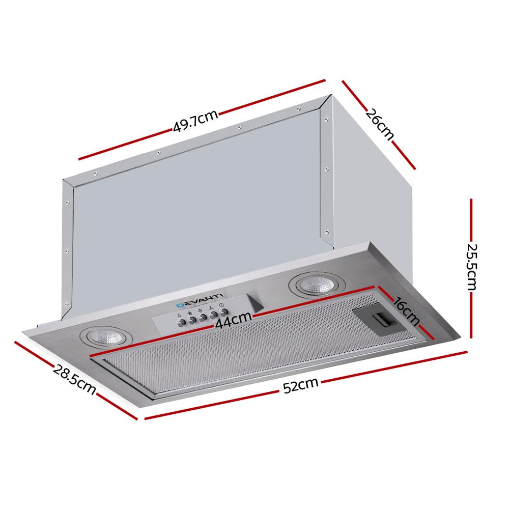 520mm Range Hood 52cm Rangehood Stainless Steel