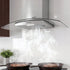 90cm Curved Glass Range Hood – 400m³/h Stainless Steel Canopy