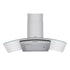 90cm Curved Glass Range Hood – 400m³/h Stainless Steel Canopy