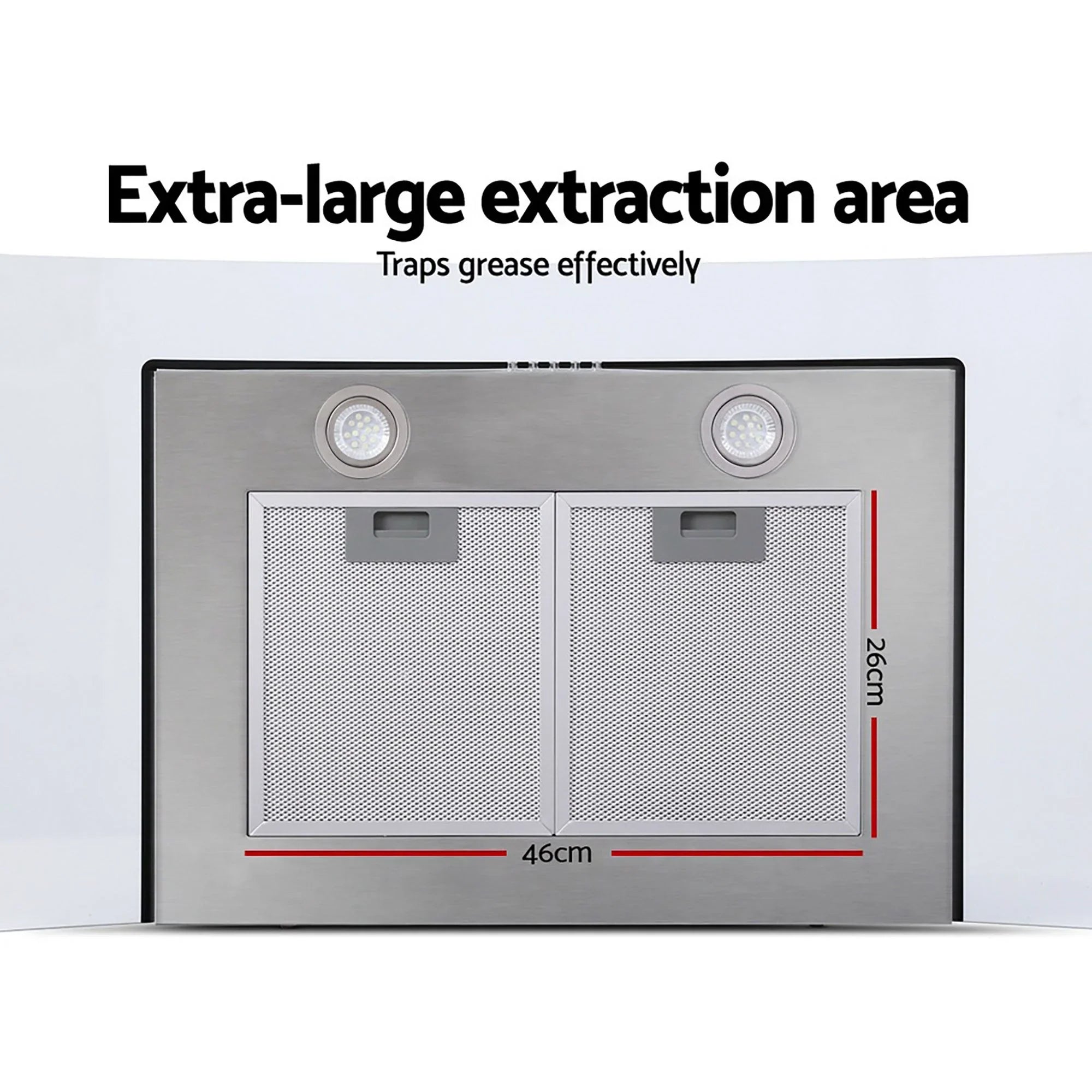 900mm Range Hood – Stainless Steel & Glass, 14m³/min, 3‑Speed, LED Lights