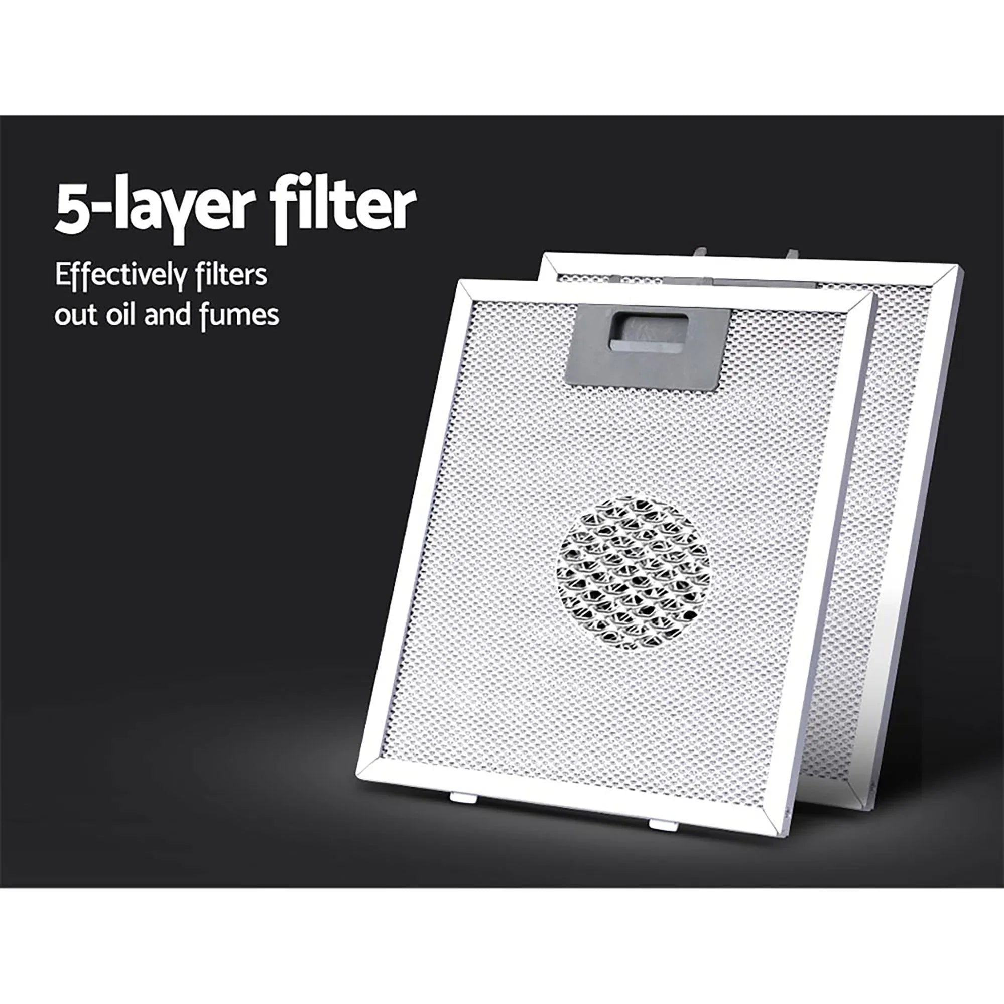 900mm Range Hood – Stainless Steel & Glass, 14m³/min, 3‑Speed, LED Lights