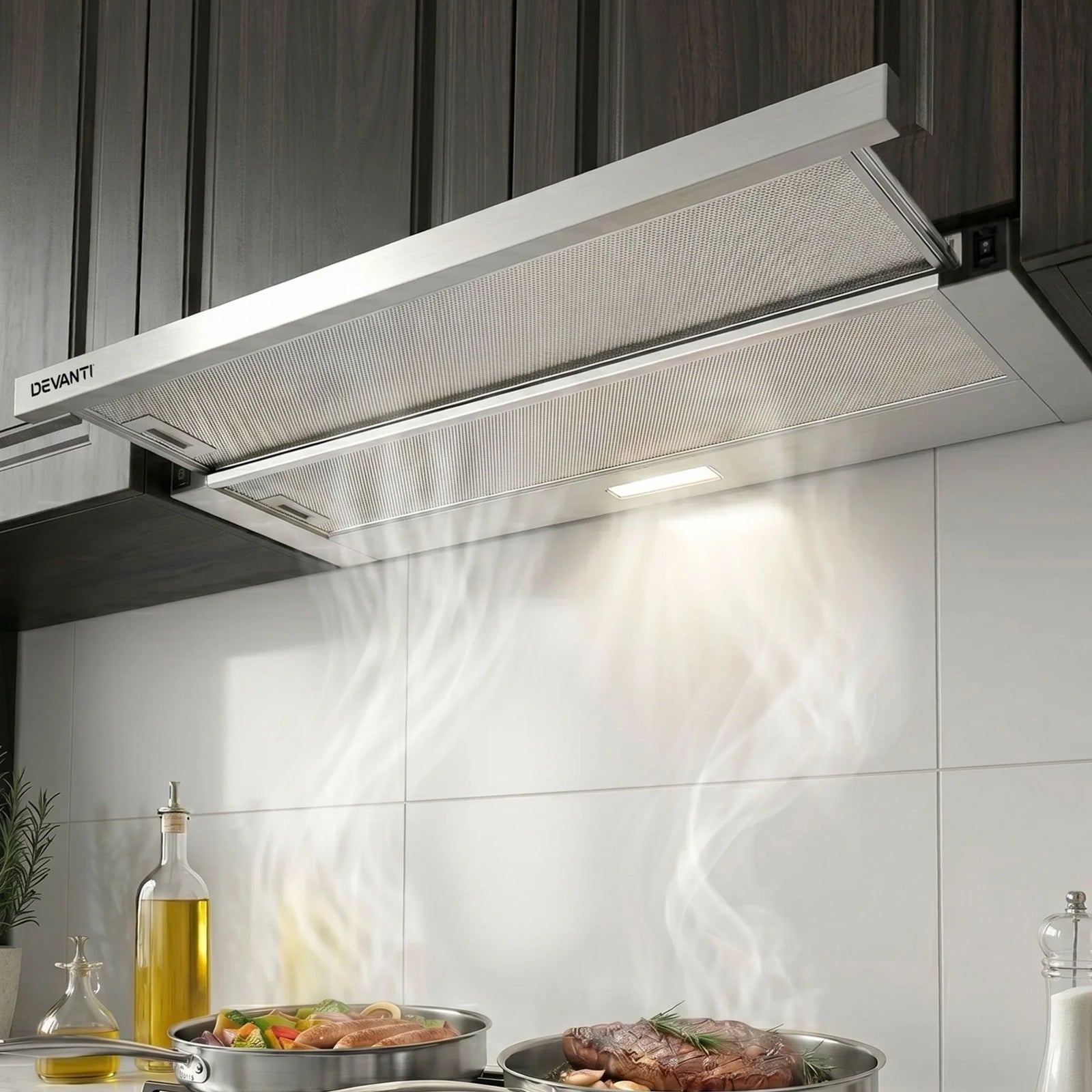 900mm Range Hood 90cm Slide out Rangehood Stainless Steel