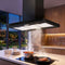 90cm Island Rangehood Ceiling-Mounted 3-Speed Touch Control LED Black