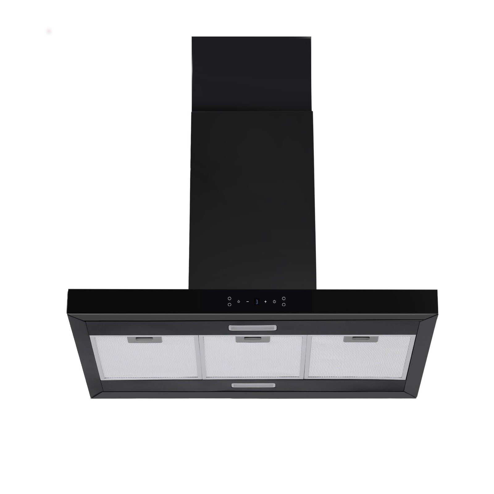 90cm Island Rangehood Ceiling-Mounted 3-Speed Touch Control LED Black