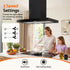90cm Island Rangehood Ceiling-Mounted 3-Speed Touch Control LED Black