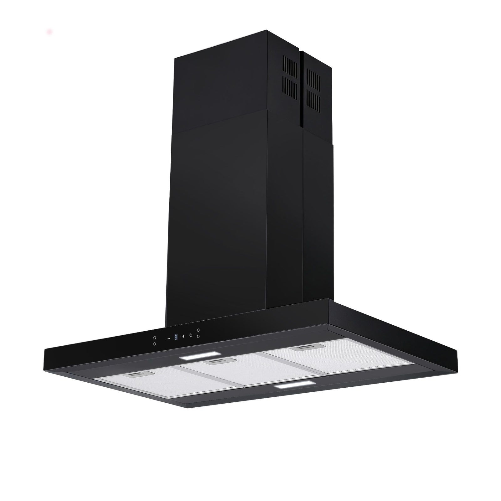 90cm Island Rangehood Ceiling-Mounted 3-Speed Touch Control LED Black
