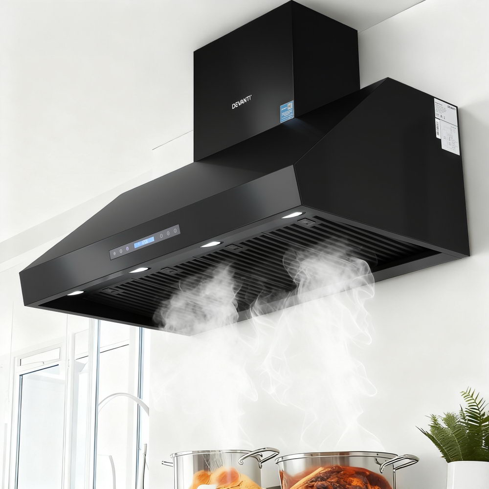 1200mm Commercial BBQ Range Hood Dual Motor W/ Remote Control Black